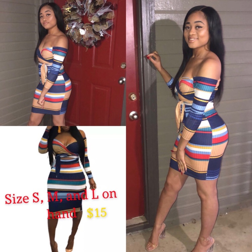 Multicolored Striped Wrap Around Dress